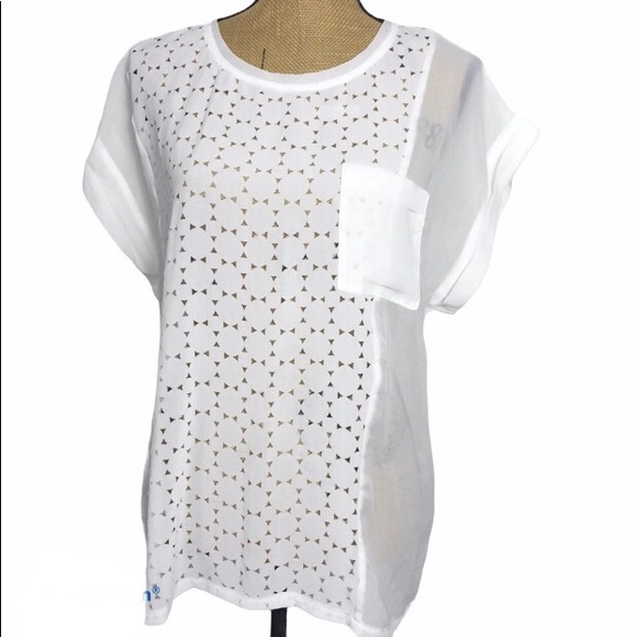 UMGEE USA White Sheer Light Relaxed Casual Top L - Picture 3 of 6